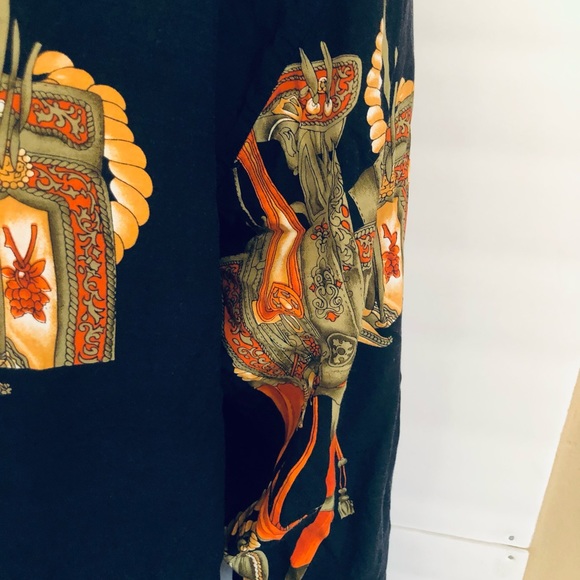 VINTAGE KBB Shirt Men M Black  Button Lightweight Band Collar 80’s Prints - Picture 9 of 15